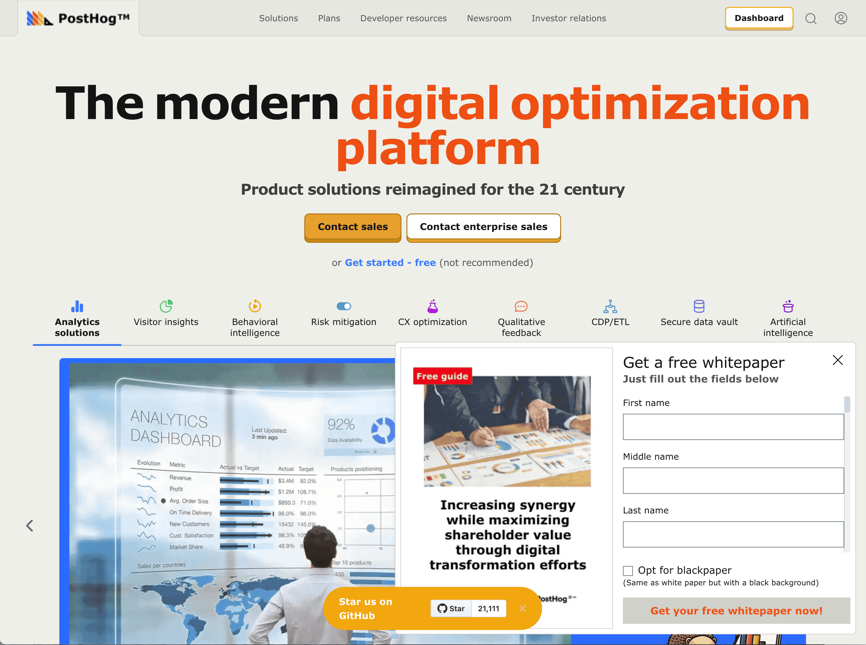 Enterprise mode on PostHog.com